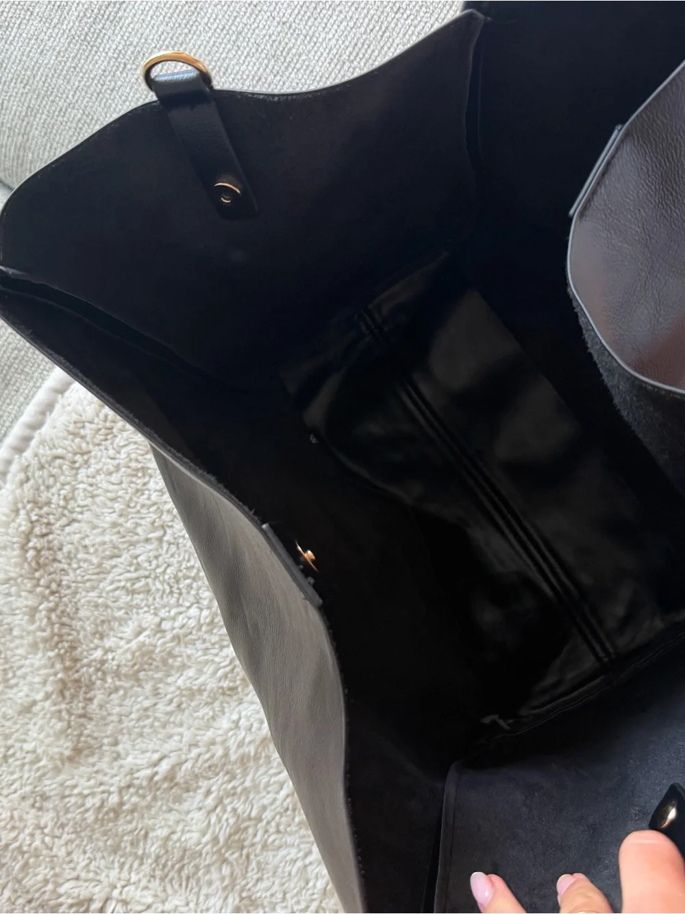 Black Leather Tote Bag Slouchy